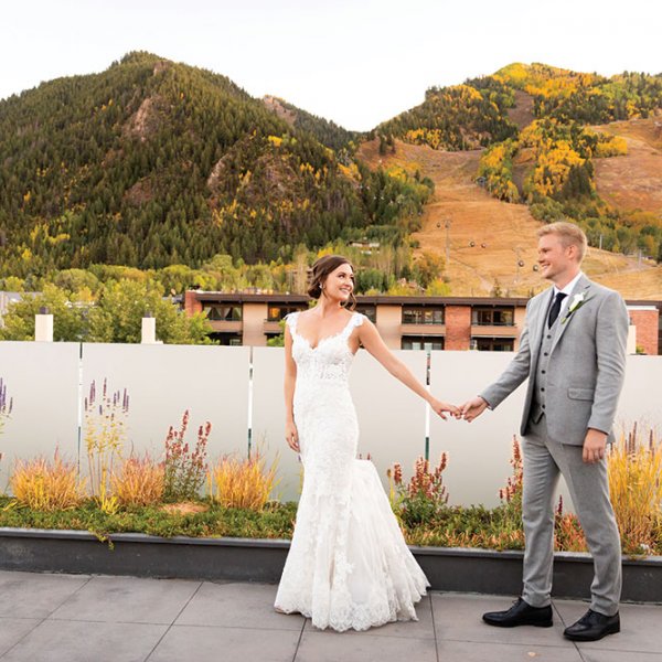 Bride and groom in Aspen Colorado