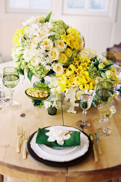 yellow wedding centerpiece