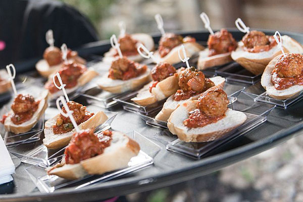 Mini meatball subs at wedding