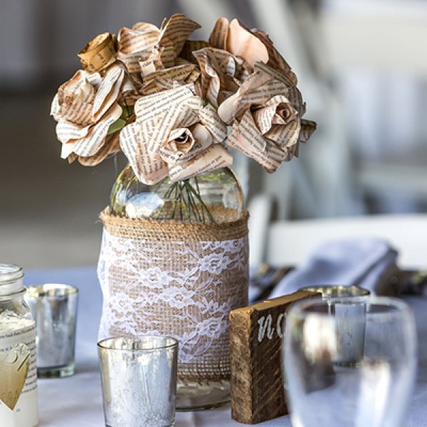 Paper flowers wedding centerpiece