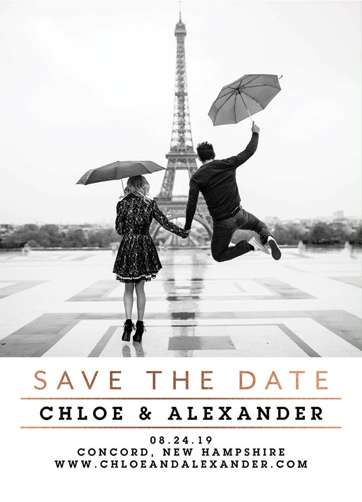 modern save the date card