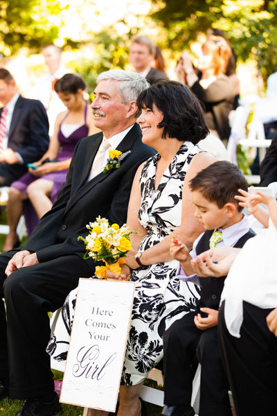 parents of the bride at wedding ceremony