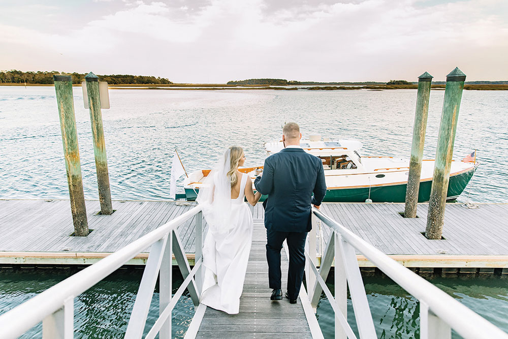 spring wedding on a lake