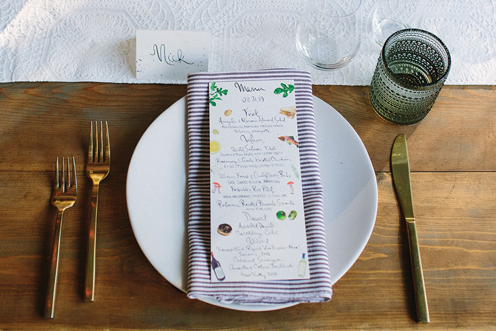 summer wedding menu card