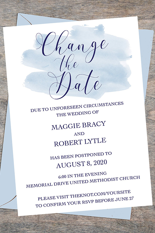 wedding change the date card